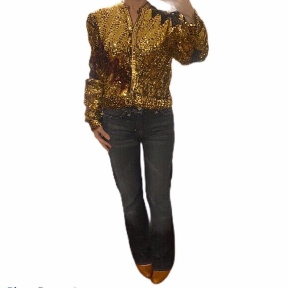 Vintage 80's Harry Acton for Party Collectibles Women’s Sequin Gold Jacket, M